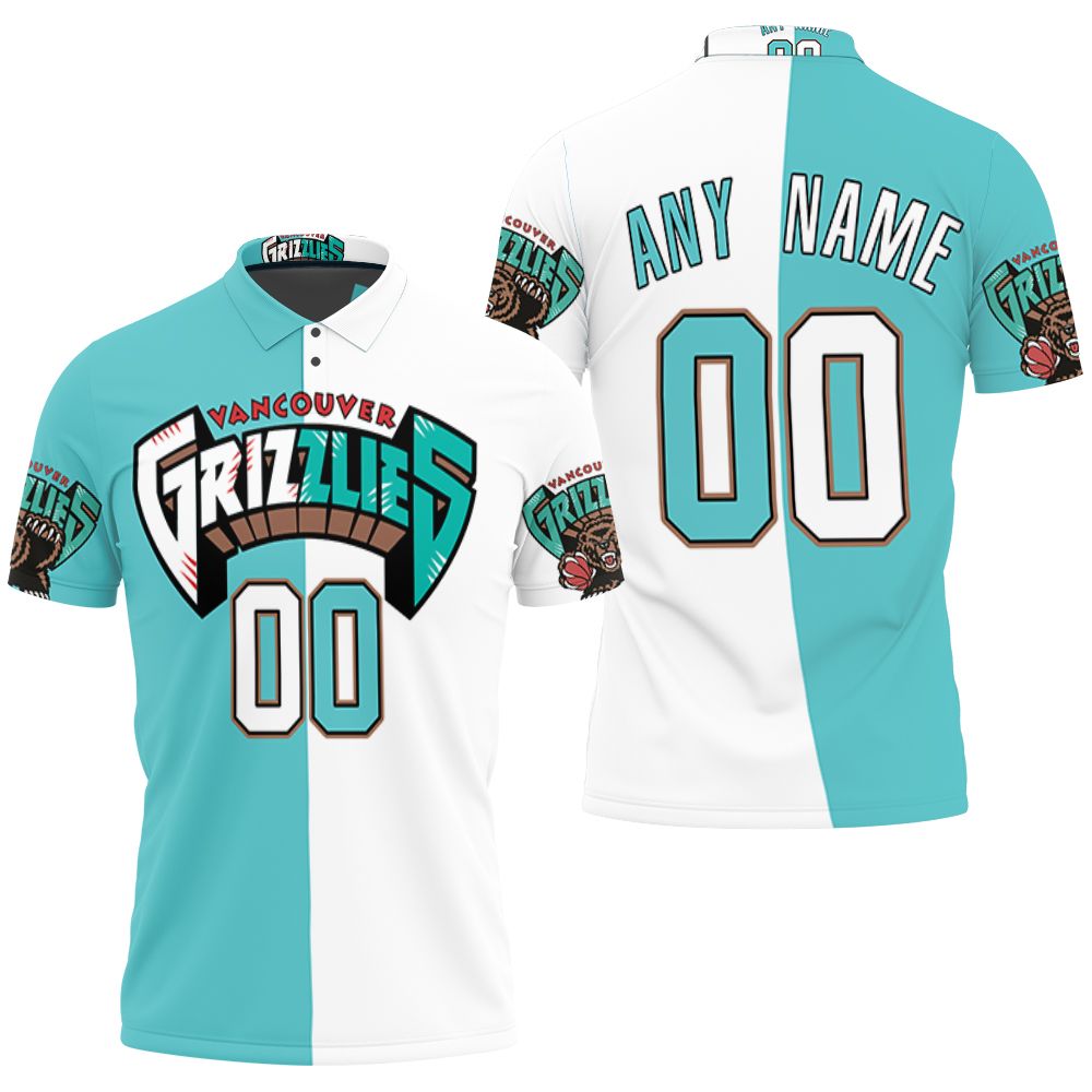 Personalized Memphis Grizzlies Any Name City Edition Split White Teal Jersey Inspired Jersey 3D All Over Print Polo Shirt