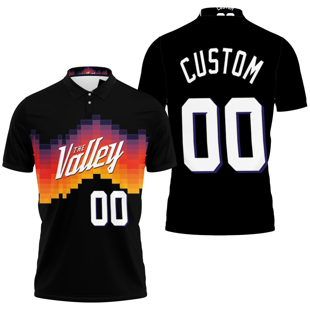 Personalized Phoenix Suns 00 Custom Black City Edition The Valley Jersey Inspired Style Gift For Phoenix Suns Fans Polo Shirt