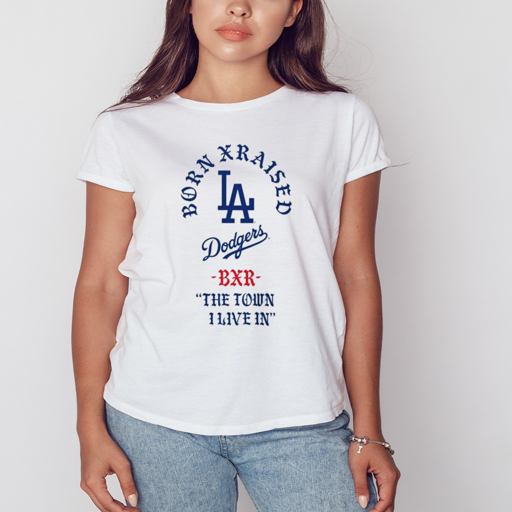 Born x Raised White Los Angeles Dodgers 2023 T-Shirt - Listentee