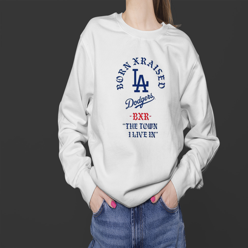 Born x Raised White Los Angeles Dodgers 2023 T-Shirt - Listentee