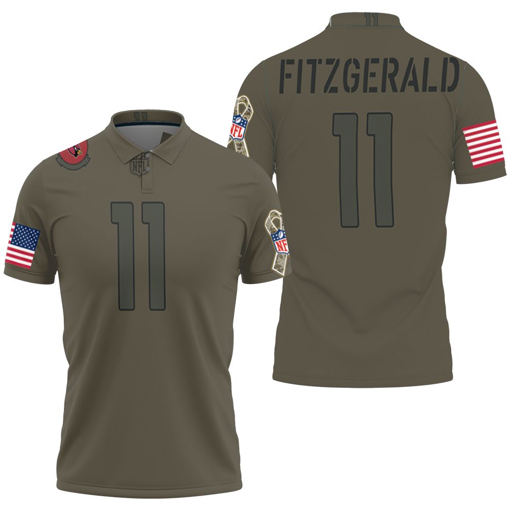 Arizona Cardinals Larry Fitzgerald Jr #11 Great Player Nfl Camo 2019 Salute To Service Polo Shirt