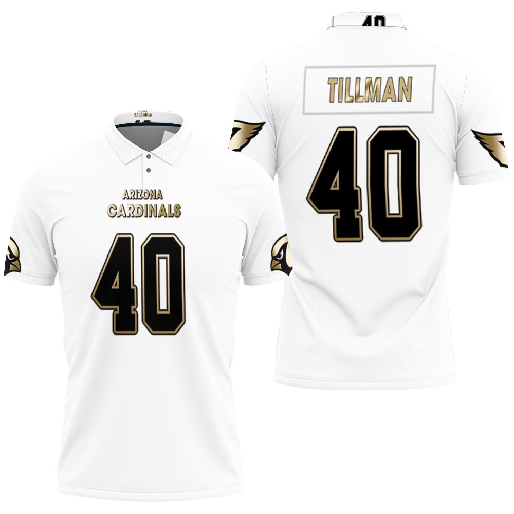 Arizona Cardinals Pat Tillman #40 Great Player White 100th Season Golden Edition  Polo Shirt