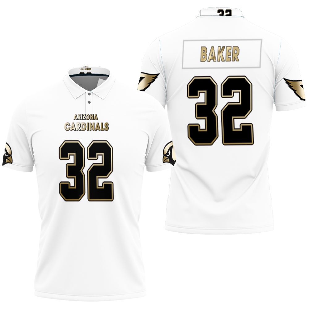 Art Arizona Cardinals Budda Baker Great Player White 100th Season Golden Edition Polo Shirt