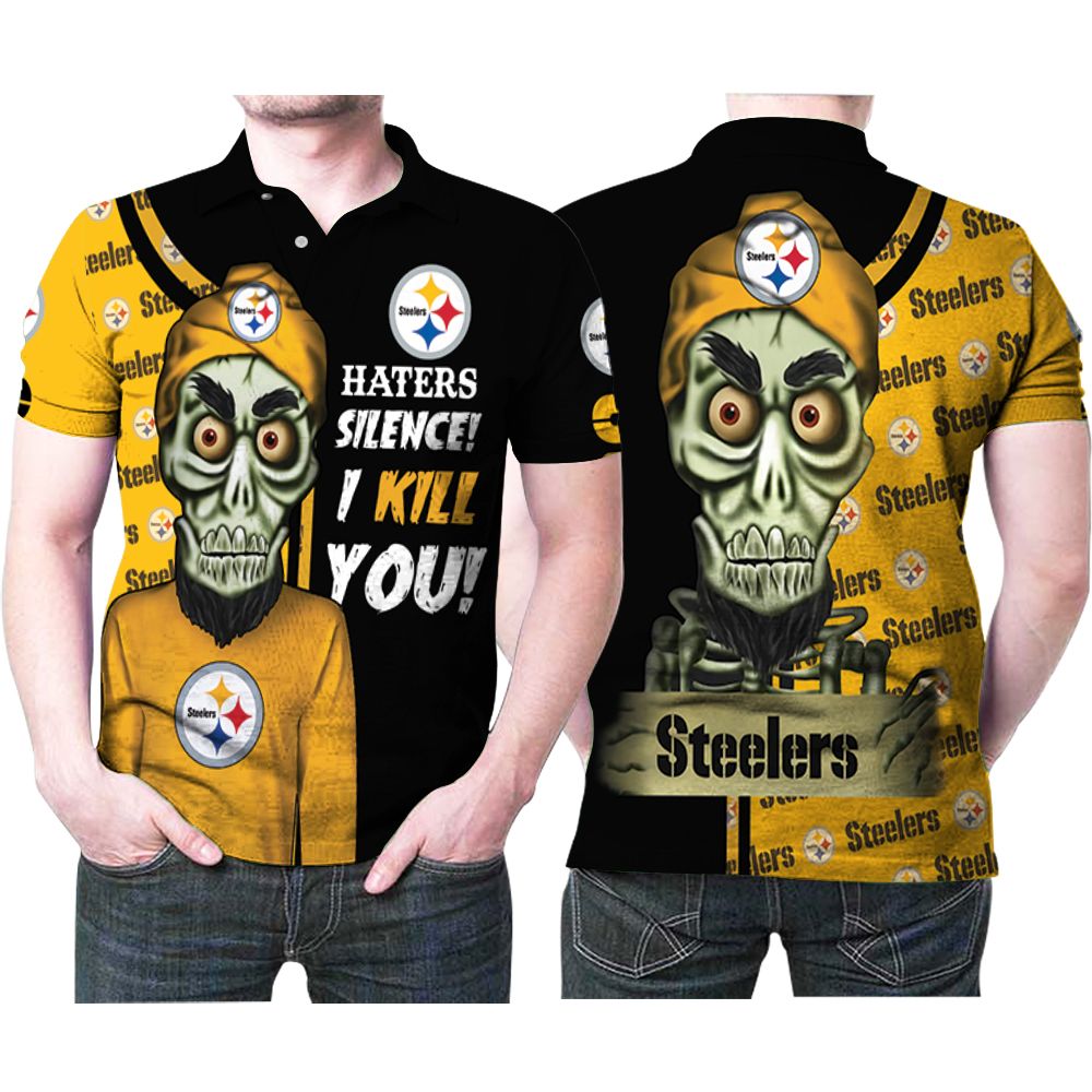 Art Pittsburgh Steelers Haters Silence I Kill You  Printed 3D All Over Print Polo Shirt