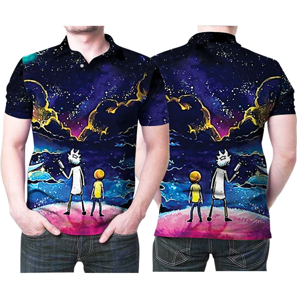 Art Rick And Morty Cartoon Movies Series Galaxy 3D All Over Print Polo Shirt