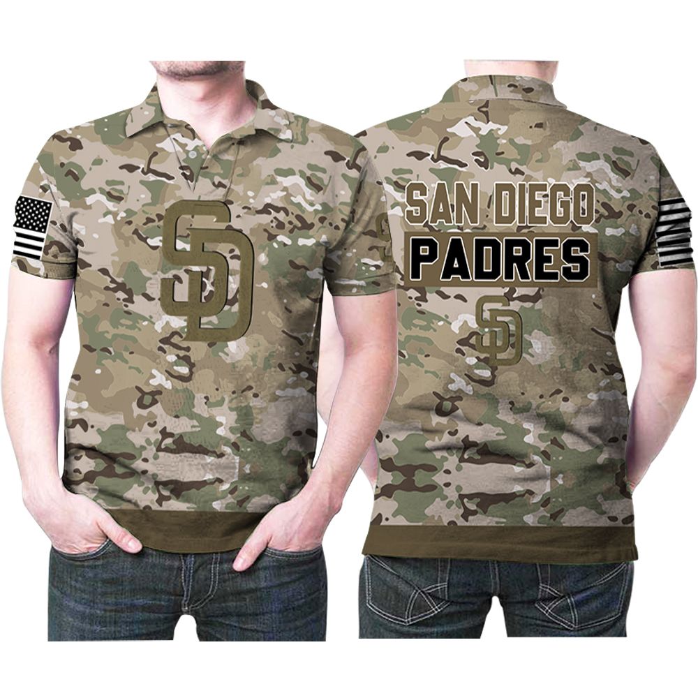 Art San Diego Padres Camouflage Veteran Us Flag 3D All Over Print Polo Shirt