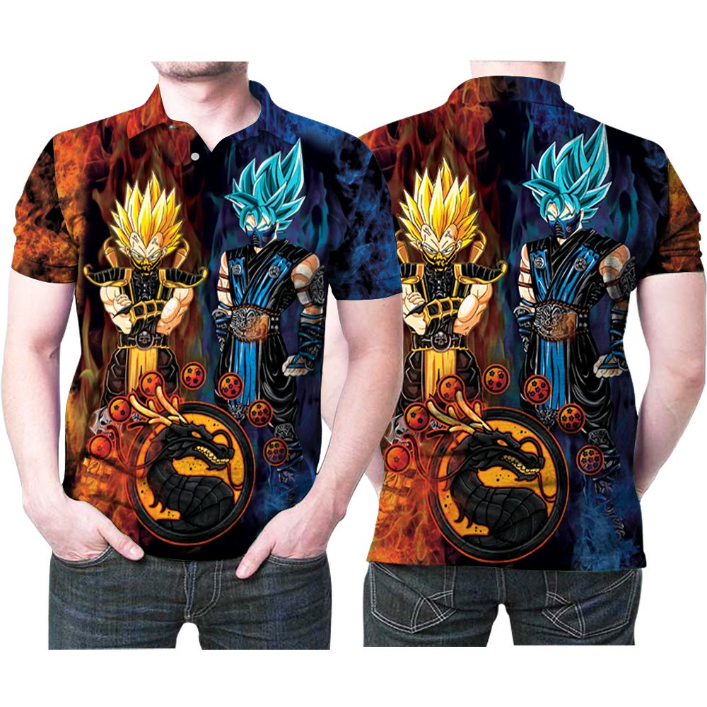 Art Songoku Sub Zero Vegeta Scorpion Dragon Ball Mortal Kombat 3D All Over Print Polo Shirt