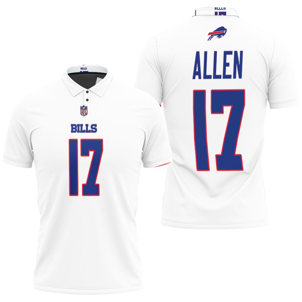 Buffalo Bills Josh Allen #17 Nfl Great Player American Football Team Game White Bills Fans Polo Shirt
