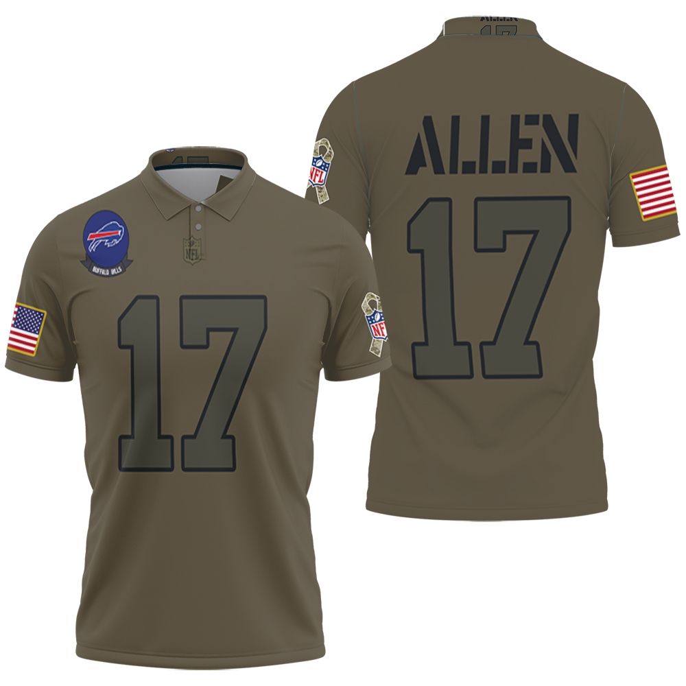 Buffalo Bills Josh Allen #17 Nfl Great Player Camo 2019 Salute To Service Custom Bills Fans Polo Shirt