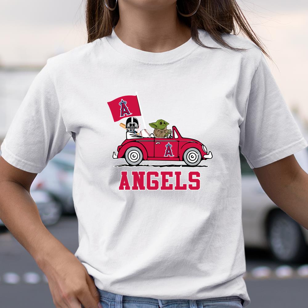 MLB Los Angeles Angels Darth Vader Baby Yoda Driving Star Wars Shirt - T- shirts Low Price