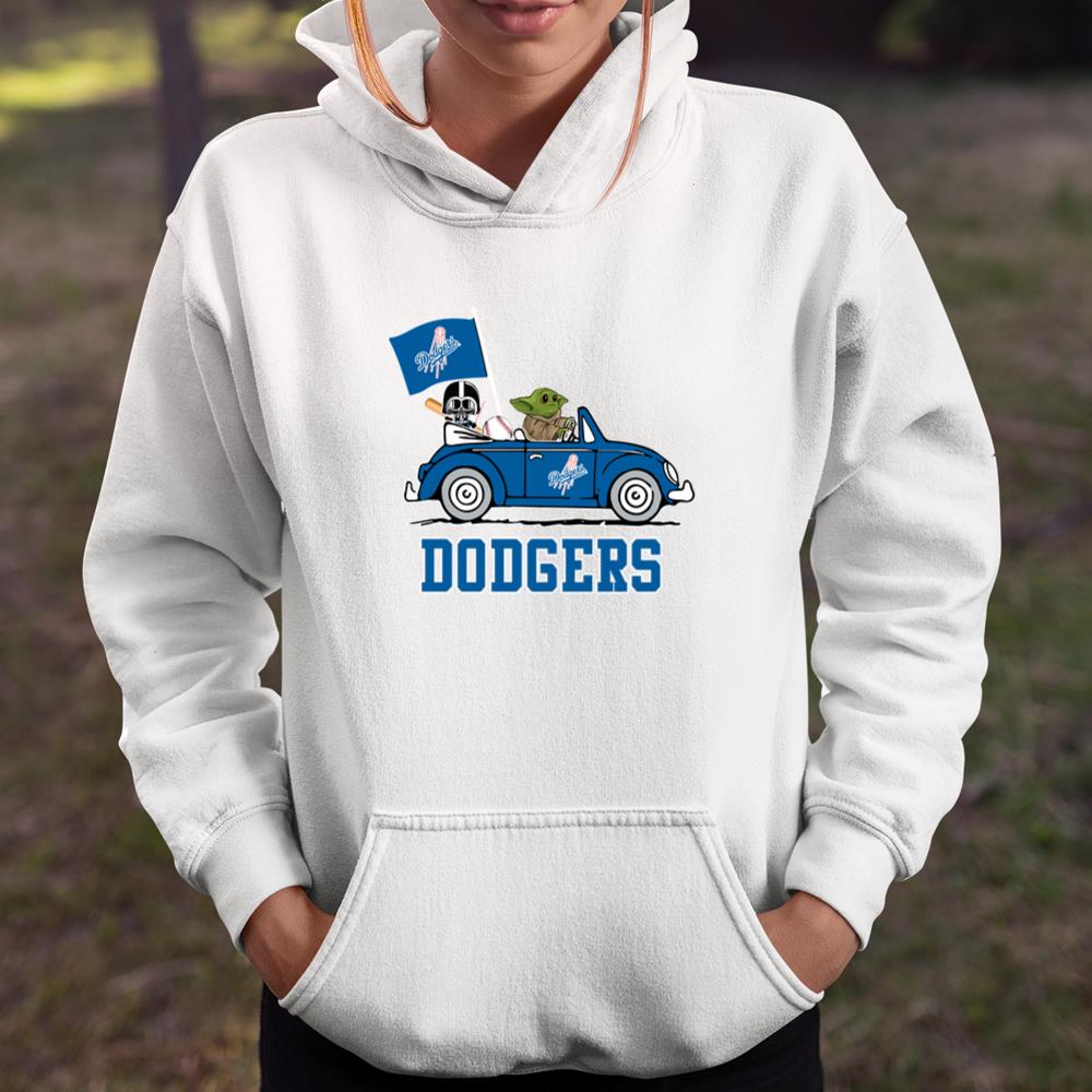 MLB Baseball Los Angeles Dodgers Darth Vader Baby Yoda Driving Star Wars  Shirt Youth Sweatshirt