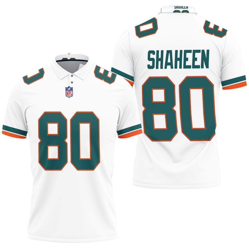 Miami Dolphins Adam Shaheen #80 Nfl American Football White Alternate Game Polo Shirt
