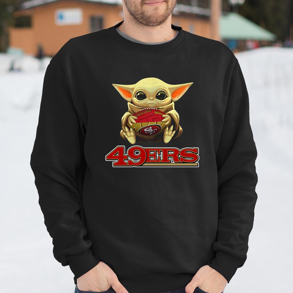 Baby Yoda Holding San Francisco 49ers T-Shirt - TeeNavi