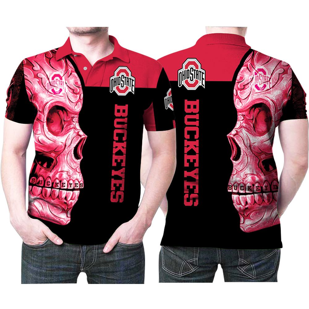 Ohio State Buckeyes Sugar Skull Flowers 3D All Over Print Polo Shirt
