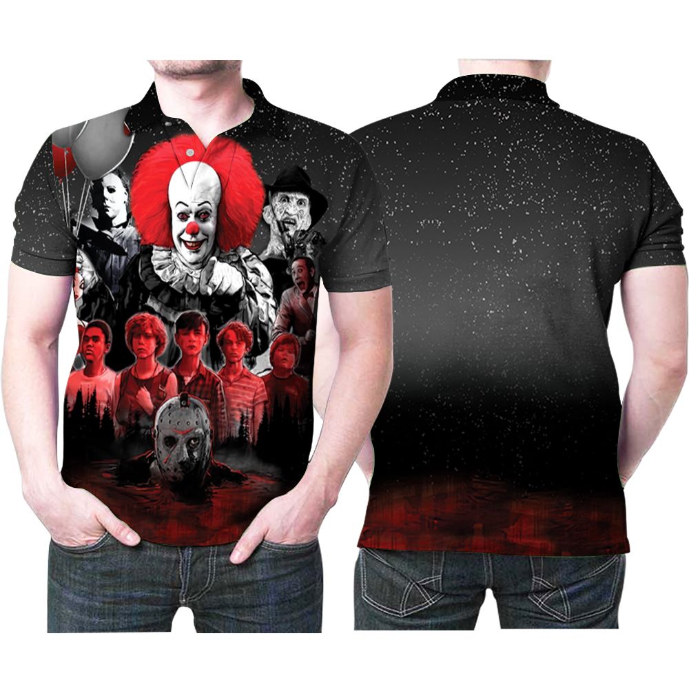 Pennywise Jason Freddy Myers It Horror Movies Halloween 3D All Over Print Polo Shirt