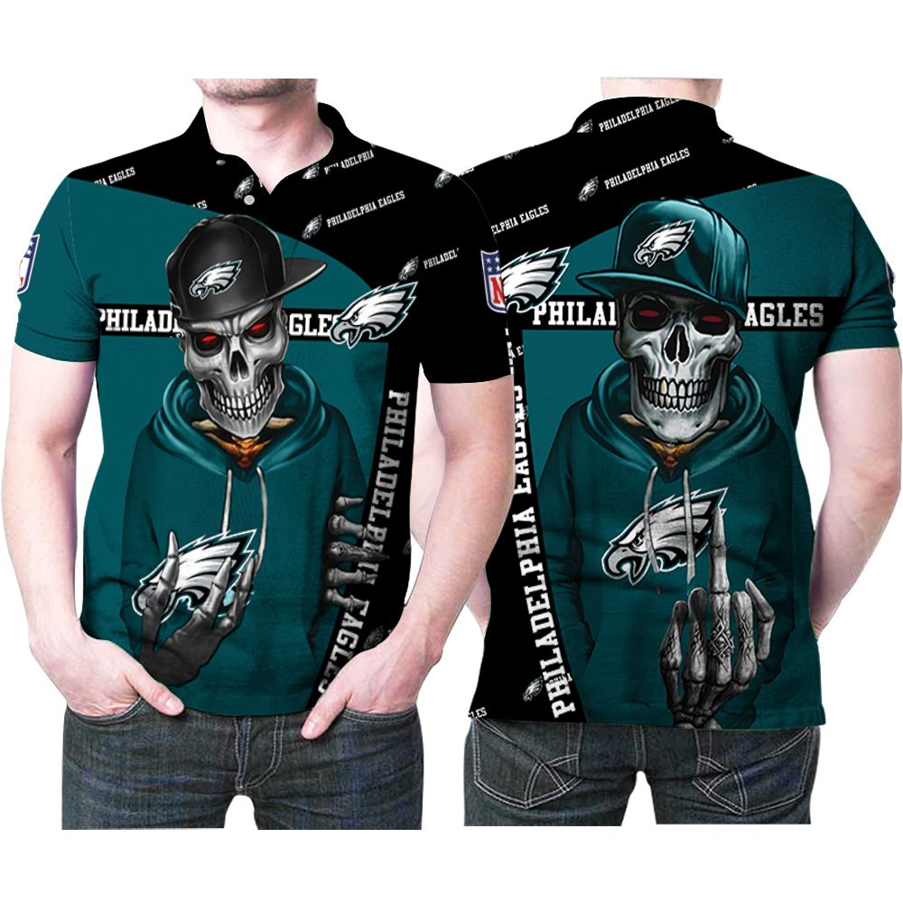 Philadelphia Eagles Hip Hop Skull 3D All Over Print Polo Shirt