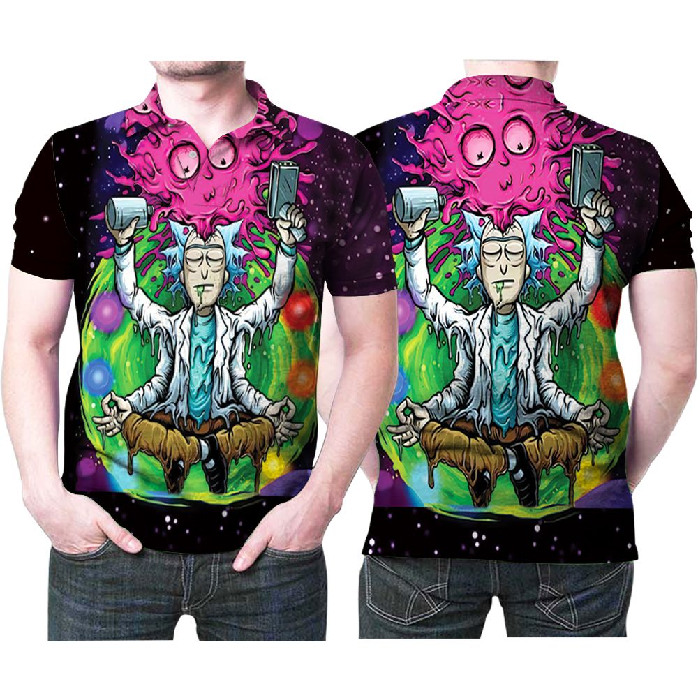 Rick And Morty Yoga Portalgun Wine Funny Printed 3D All Over Print Polo Shirt