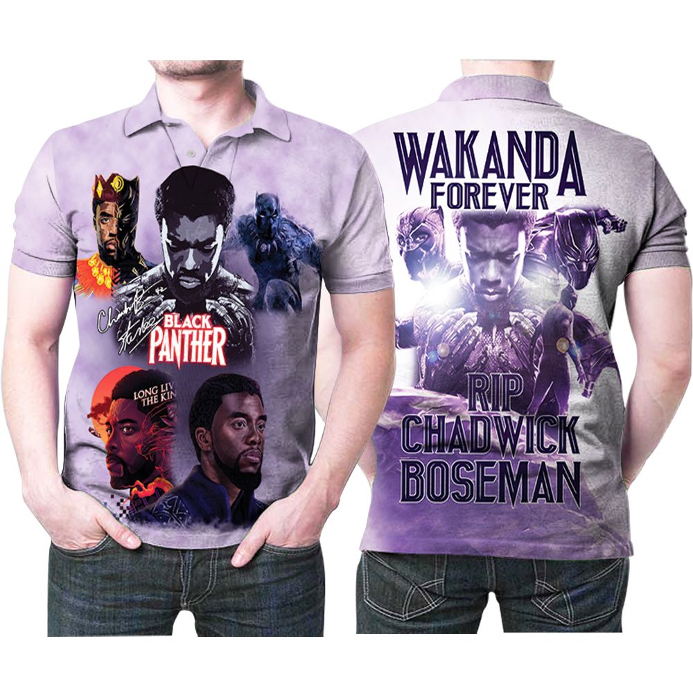 Rip Chadwick Boseman Black Panther Wakanda Forever Rest In Peace Memorial Polo Shirt
