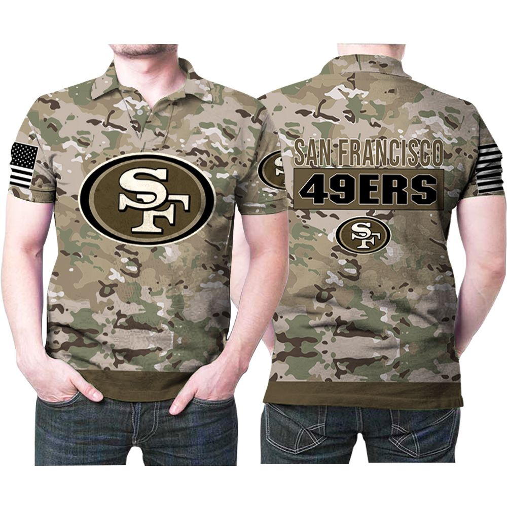 San Francisco 49ers Camouflage Veteran Us Flag 3D All Over Print Polo Shirt