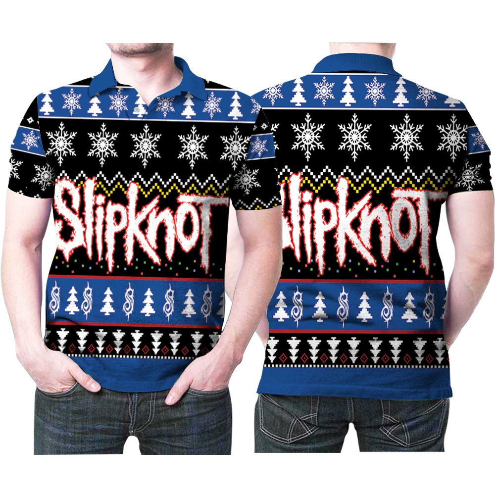 Slipknot Logo Ugly Christmas Pattern 3D All Over Print Polo Shirt