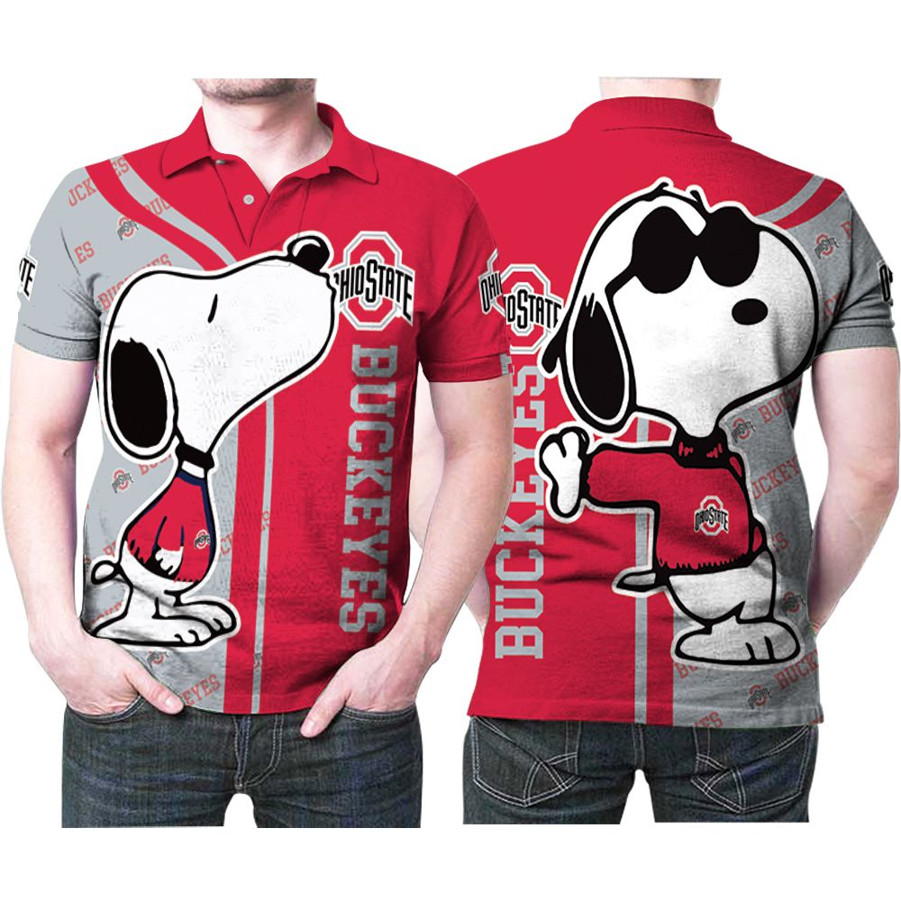 Snoopy Kiss Ohio State Buckeyes Logo 3D All Over Print Polo Shirt