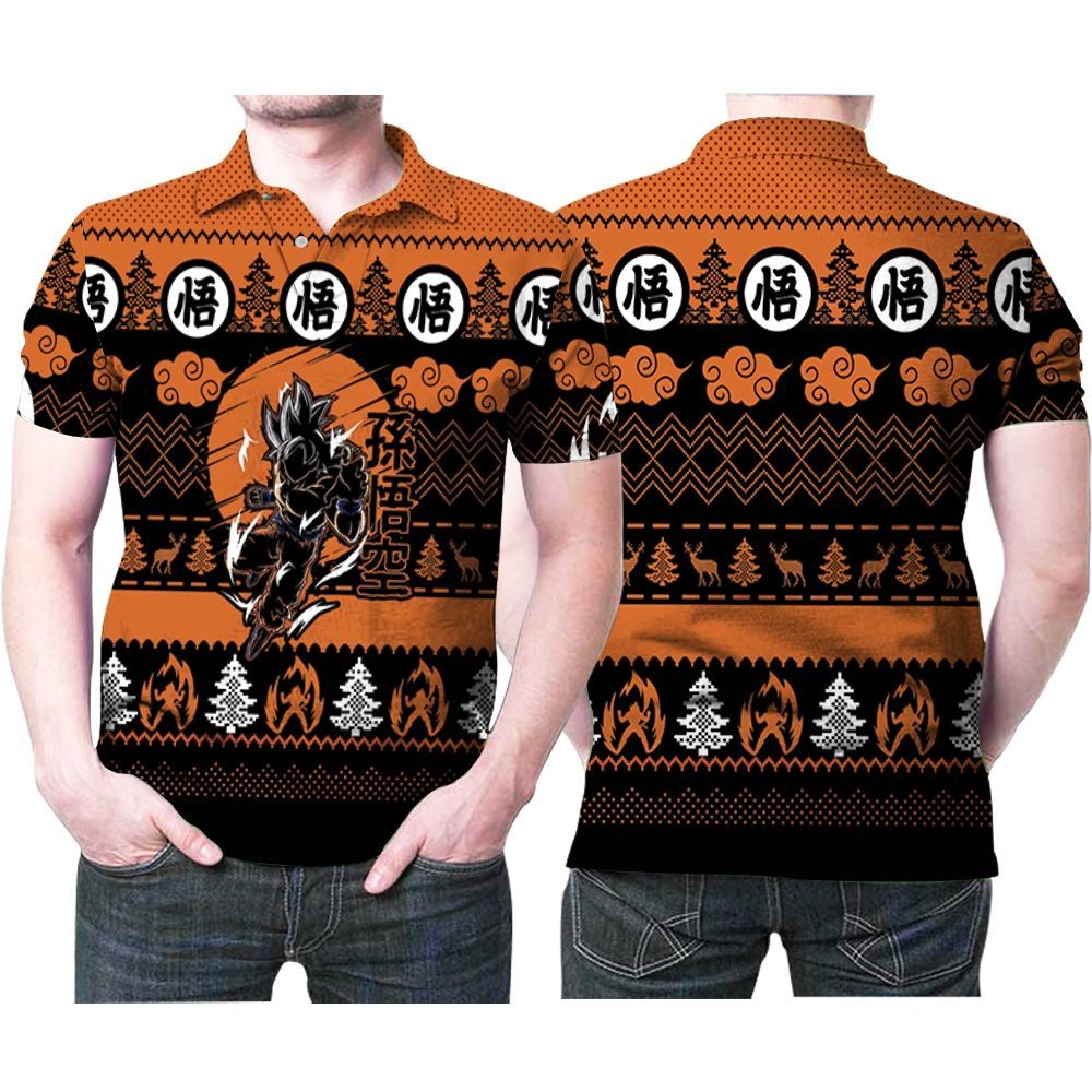 Son Goku Super Saiyan Fighting Dragon Ball Christmas Knitting Pattern Polo Shirt All Over Print Shirt 3d T-shirt