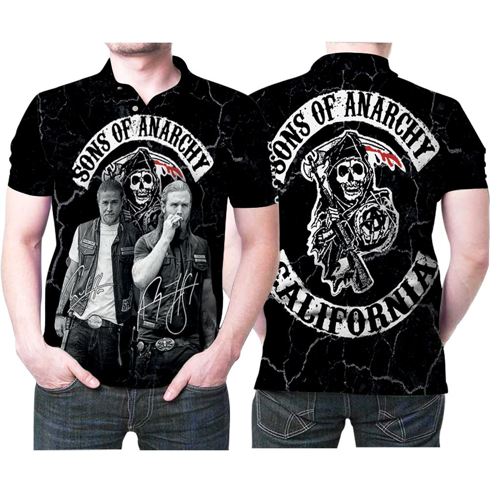 Son Of Anarchy California Casts Signatures  Printed 3D All Over Print Polo Shirt