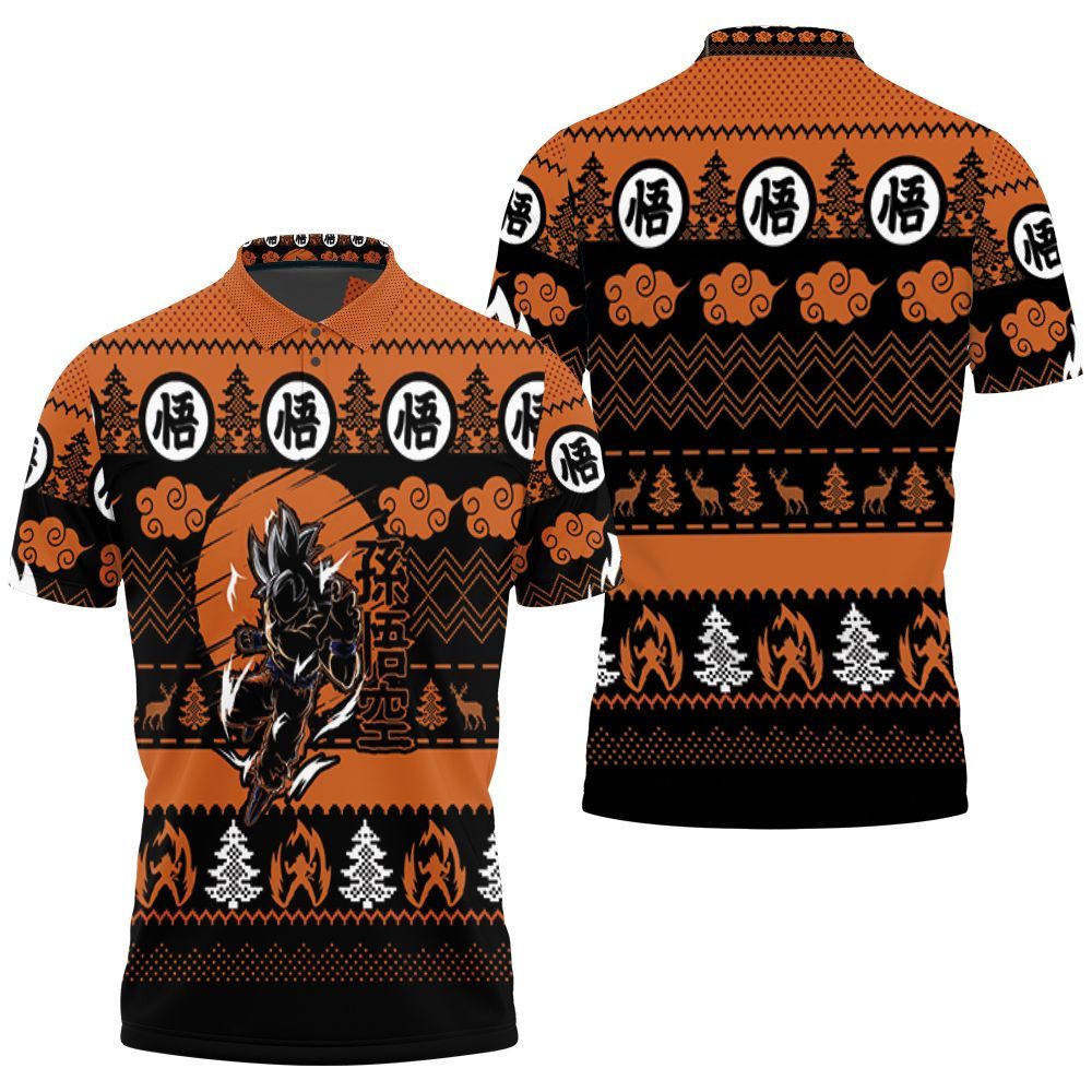 Songoku Super Saiyan Fighting Dragon Ball Christmas Knitting Pattern 3D All Over Print Polo Shirt