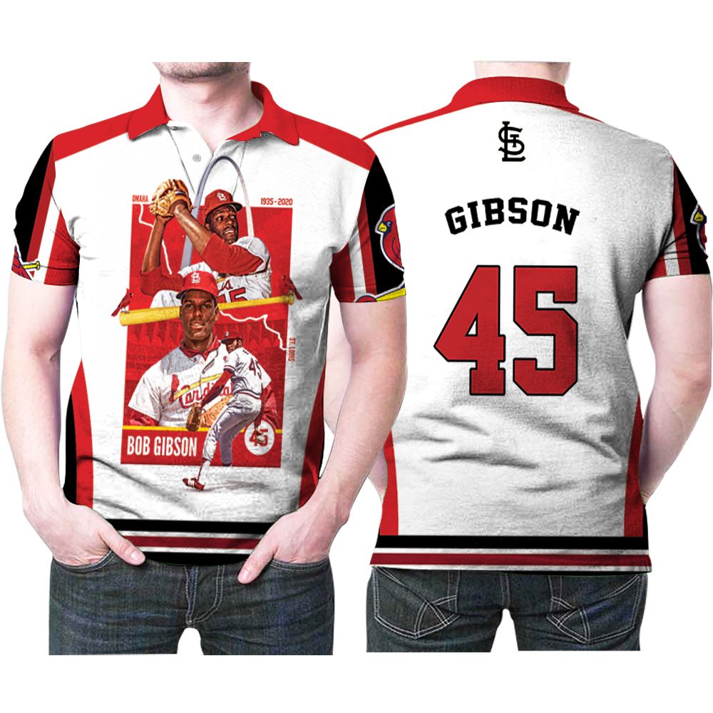 St Louis Cardinals Bob Gibson 45 Great Player Mlb Baseball Team Polo Shirt