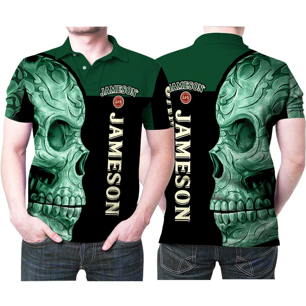 Sugar Skull Jameson Irish Whiskey  Printed 3D All Over Print Polo Shirt