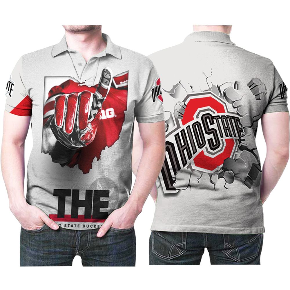 The Ohio State Buckeyes Number One Team Football Logo 3D All Over Print Polo Shirt