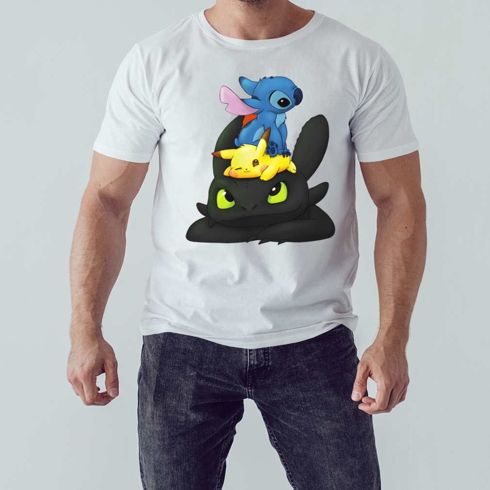 Stitch- Pikachu and Toothless shirt