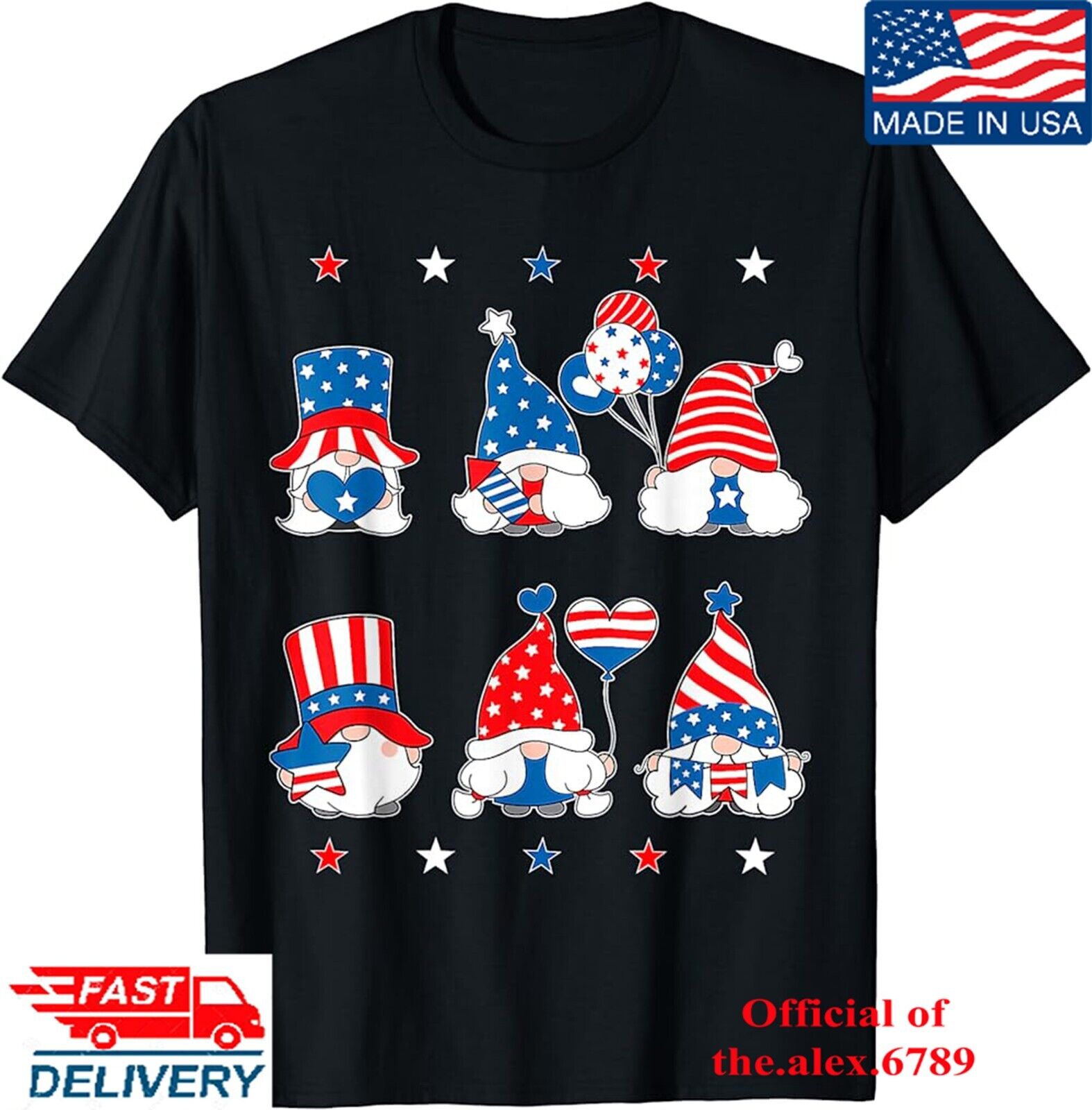4th Of July 2023 Patriotic Gnomes Funny American Usa Independent T-shirt