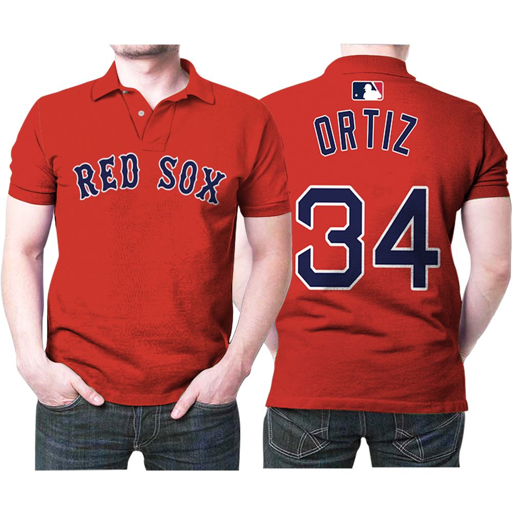 Boston Red Sox David Ortiz #34 Great Player Mlb Baseball Team Red Vintage 3d Designed Allover Gift For Boston Fans Polo 3d Shirt