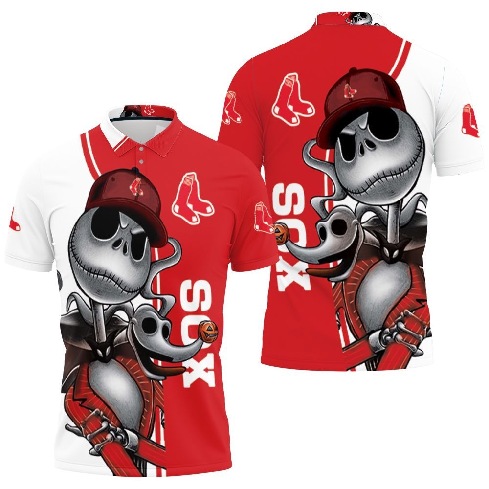 Boston Red Sox Jack Skellington And Zero Polo Shirt All Over Print 3d Shirt