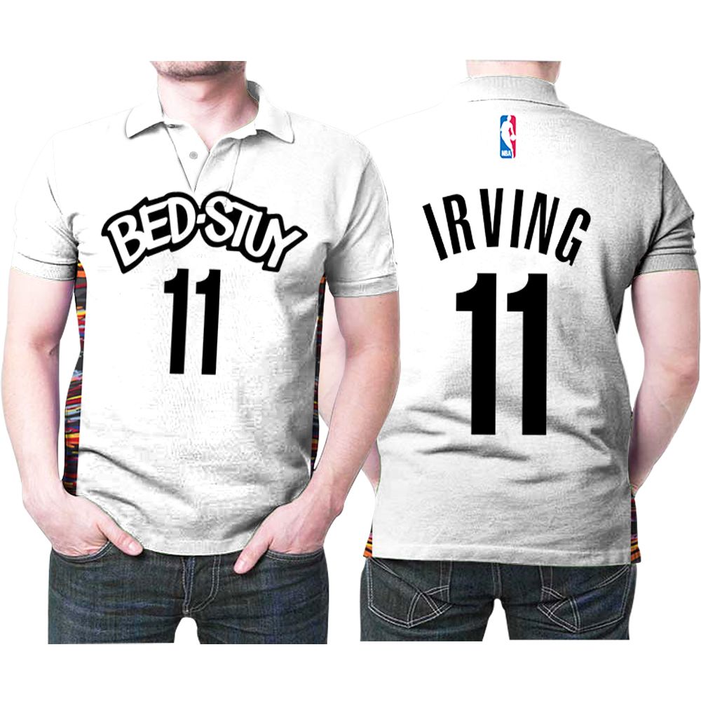 Brooklyn Nets Bed-study Kyrie Irving #11 Nba Basketball 2020 City Edition New Arrival White Gift For Brooklyn Fans Polo 3d Shirt