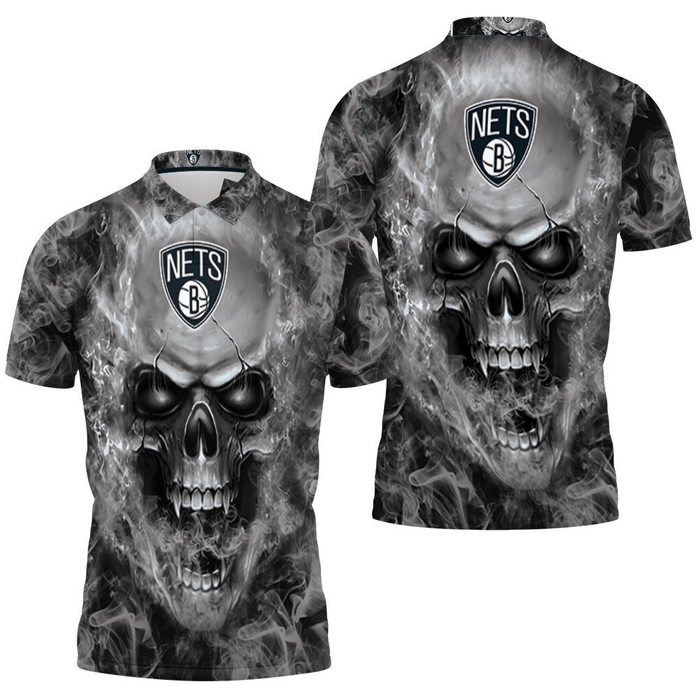 Brooklyn Nets Nba Fans Skull Polo Shirt All Over Print 3d Shirt