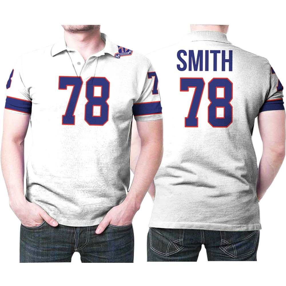 Buffalo Bills Bruce Smith #78 Great Player Nfl American Football Team White Vintage 3d Designed Allover Gift For Bills Fans Polo 3d shirt