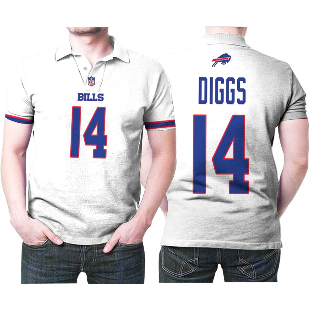 Buffalo Bills Stefon Diggs 14 White Jersey Inspired Style Polo