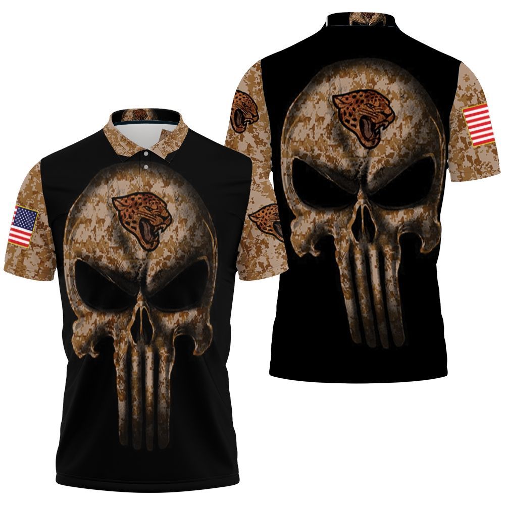 Camouflage Skull Jacksonville Jaguars American Flag Polo Shirt All Over Print 3d T-shirt