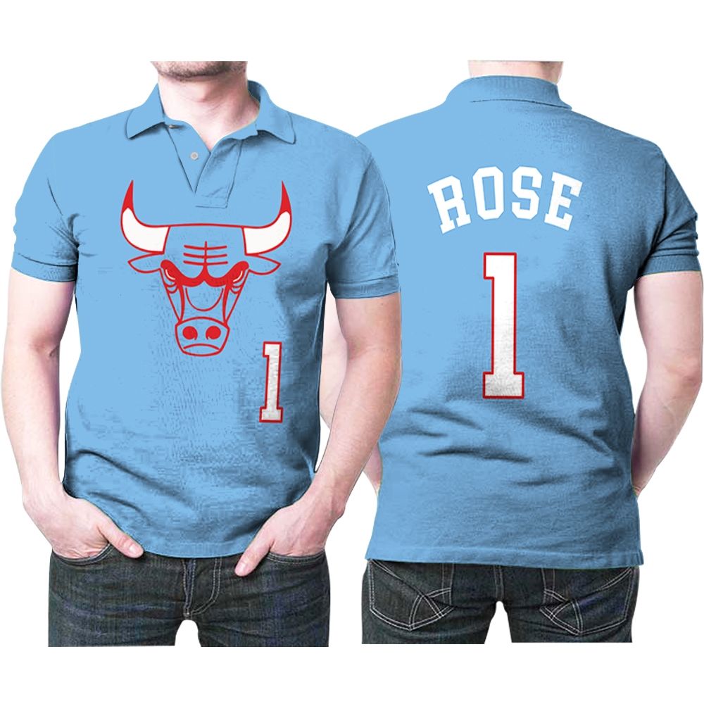 Chicago Bulls Derrick Rose #1 Nba Great Player 2020 City Edition New Arrival Blue Jersey Style Gift For Bulls Fans Polo Shirt