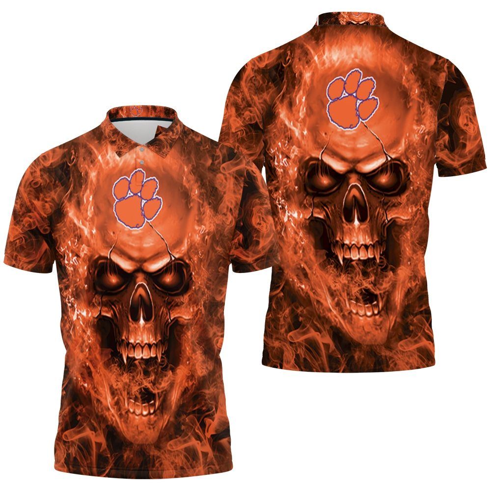 Clemson Tigers Ncaa Fans Skull Polo Shirt All Over Print Shirt 3d T-shirt