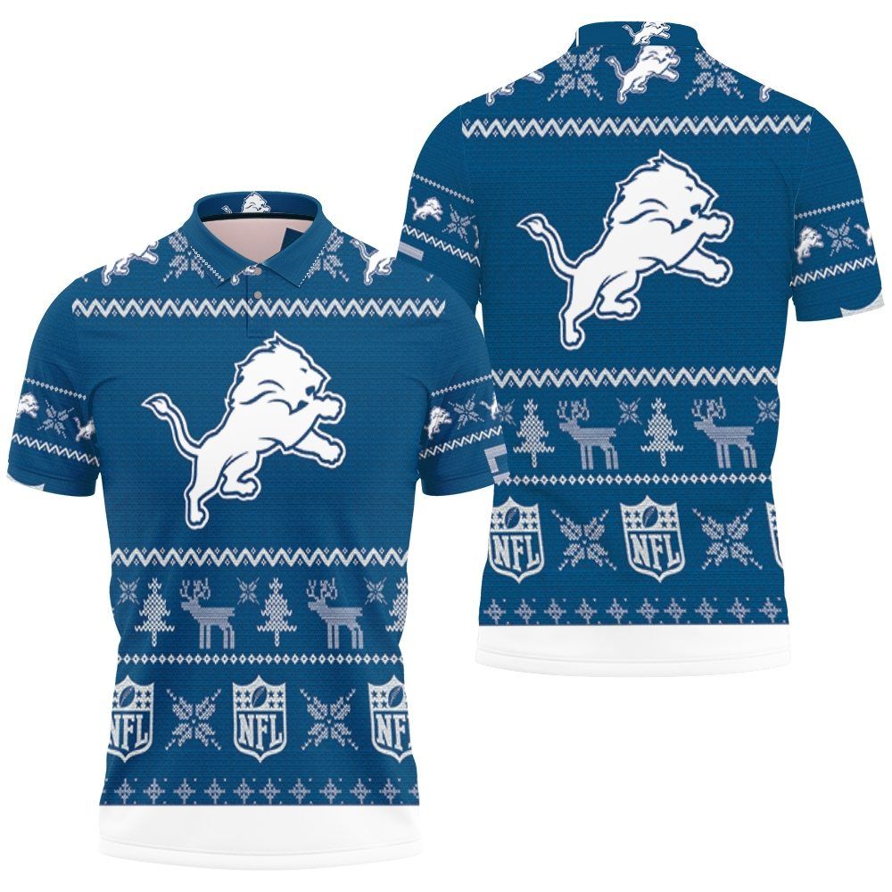 Detroit Lions Ugly Christmas 3d Polo Shirt All Over Print Shirt 3d T-shirt