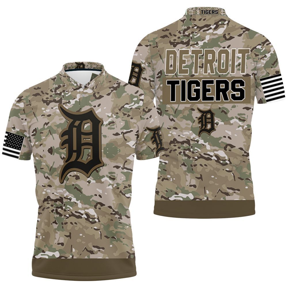 Detroit Tigers Camouflage Veteran 3d Jersey Polo Shirt All Over Print Shirt 3d T-shirt