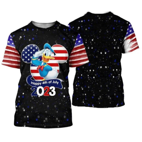 Donald Duck Patriot Mouse Ear Head Happy 4th Of July 2023 3d Tshirt