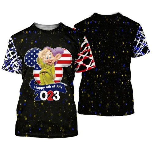 Dopey Dwarf Patriot Mouse Ear Head Happy 4th Of July 2023 3d Tshirt