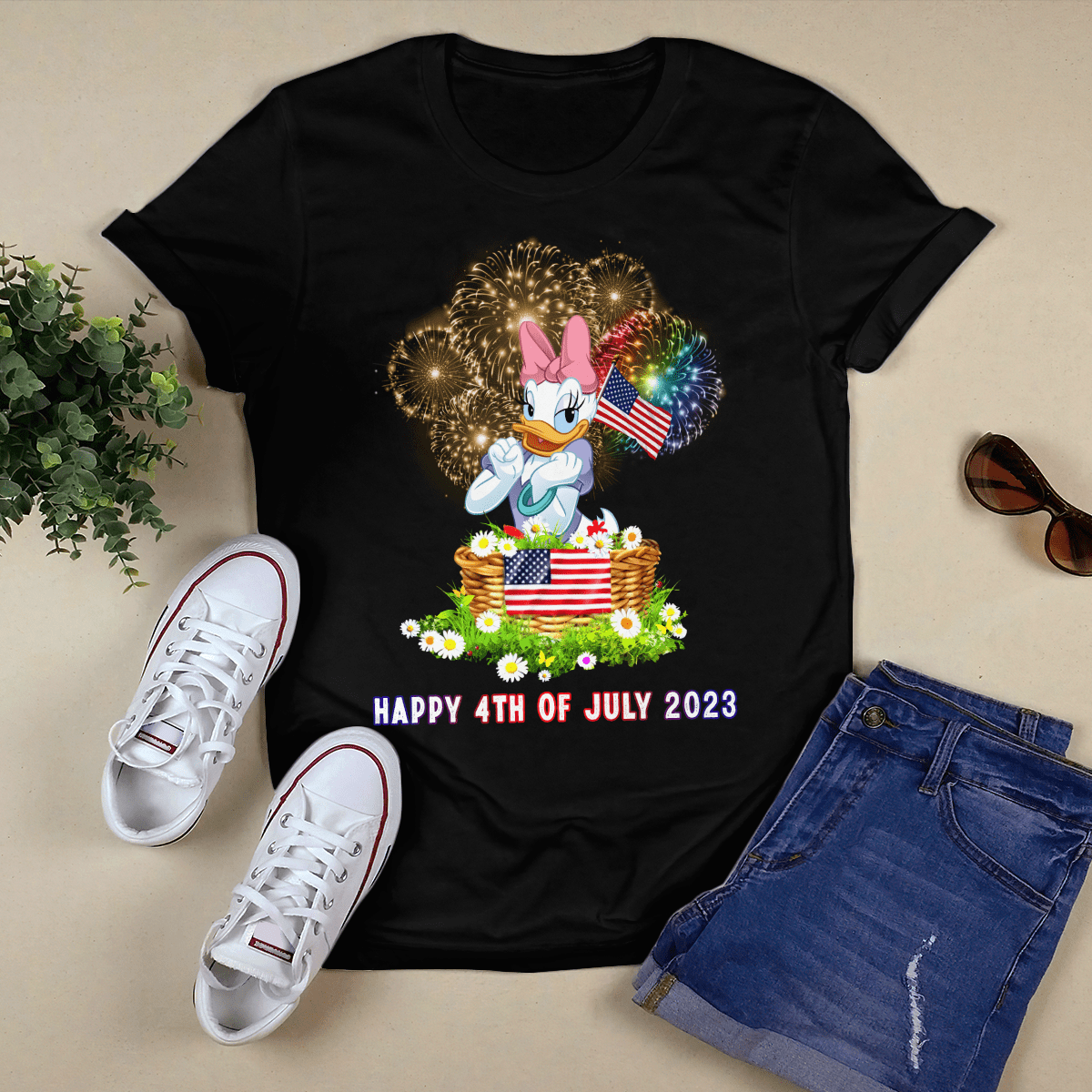Happy 4th Of July 2023 Independence Day Daisy Duck Tshirt