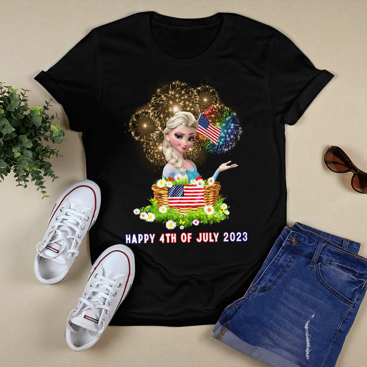 Happy 4th Of July 2023 Independence Day Elsa Princess Tshirt