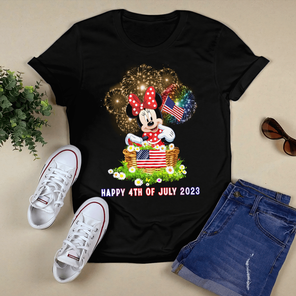 Happy 4th Of July 2023 Independence Day Minnie Mouse Tshirt