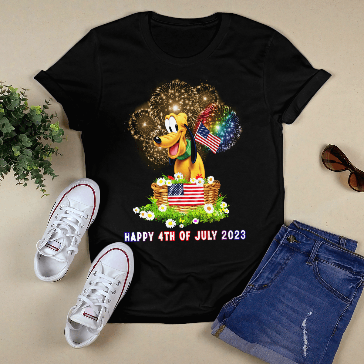 Happy 4th Of July 2023 Independence Day Pluto Dog Tshirt